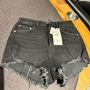 Brand new Zara Women's Black Distressed Denim Shorts